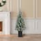 2 Pack 4ft. Pre-Lit Pine Artificial Christmas Porch Tree, Warm White LED Lights
